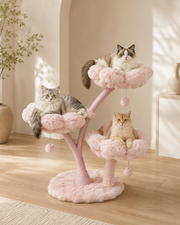 Pink Blossom Cat Tree with Plush Flower Platforms Loxevi