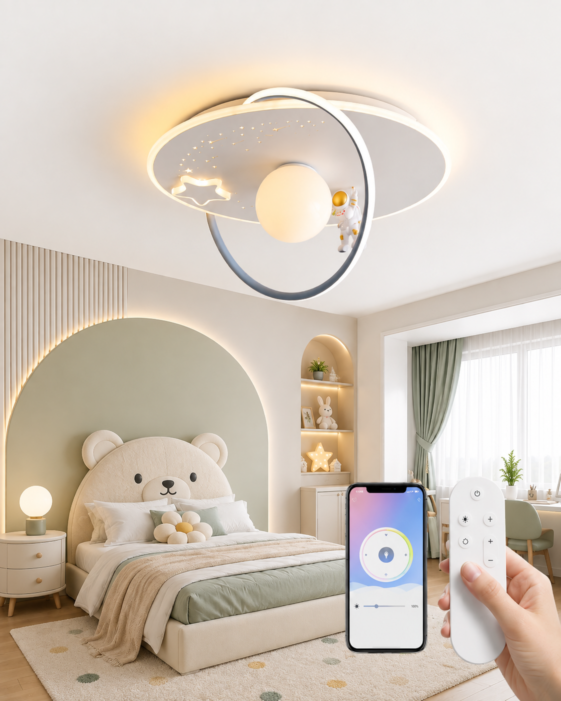 Dimmable Kids Ceiling Light with Remote Loxevi