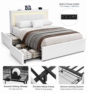 LED Storage Bed Frame with Mattress Loxevi
