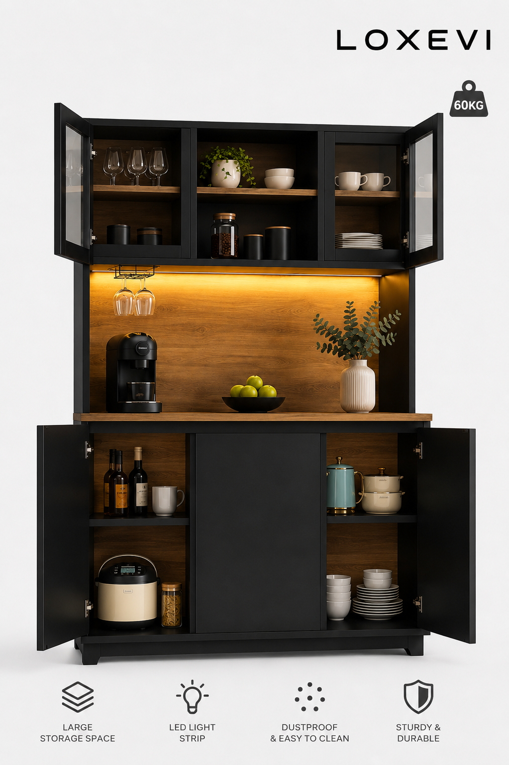 Black Kitchen Storage Cabinet Loxevi