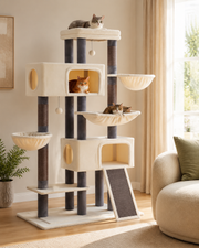 Luxury Multi Level Cat Tree with Spacious Condos and Hammocks Loxevi