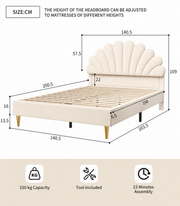 Upholstered Double Bed with Floral Headboard Loxevi