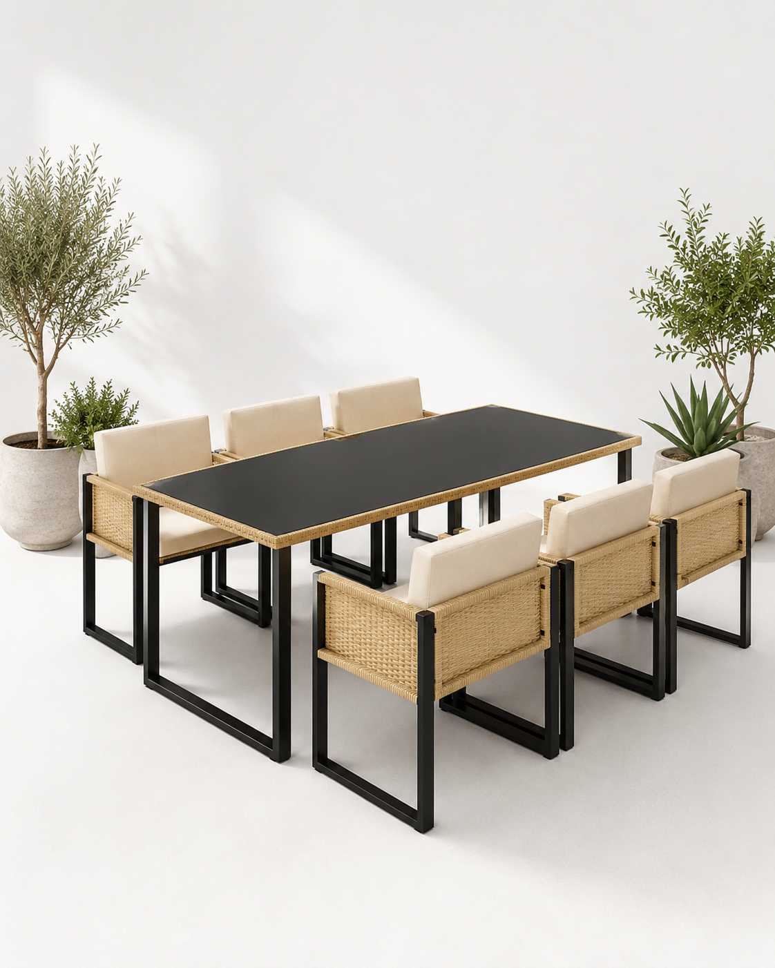 Polyrattan Garden Dining Set for 6 Loxevi