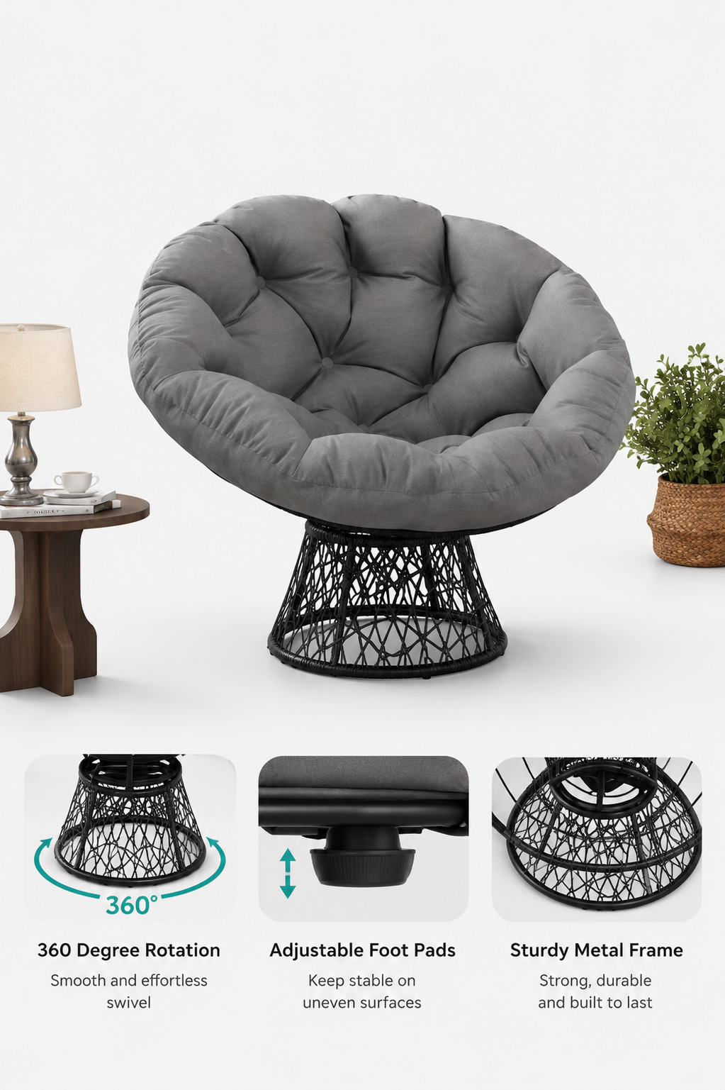 Swivel Papasan Chair Loxevi
