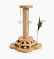 Solid Wood Rotating Cat Toy and Scratcher Loxevi