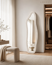 Wave Full-Length Mirror | Irregular Velvet Floor Mirror Loxevi