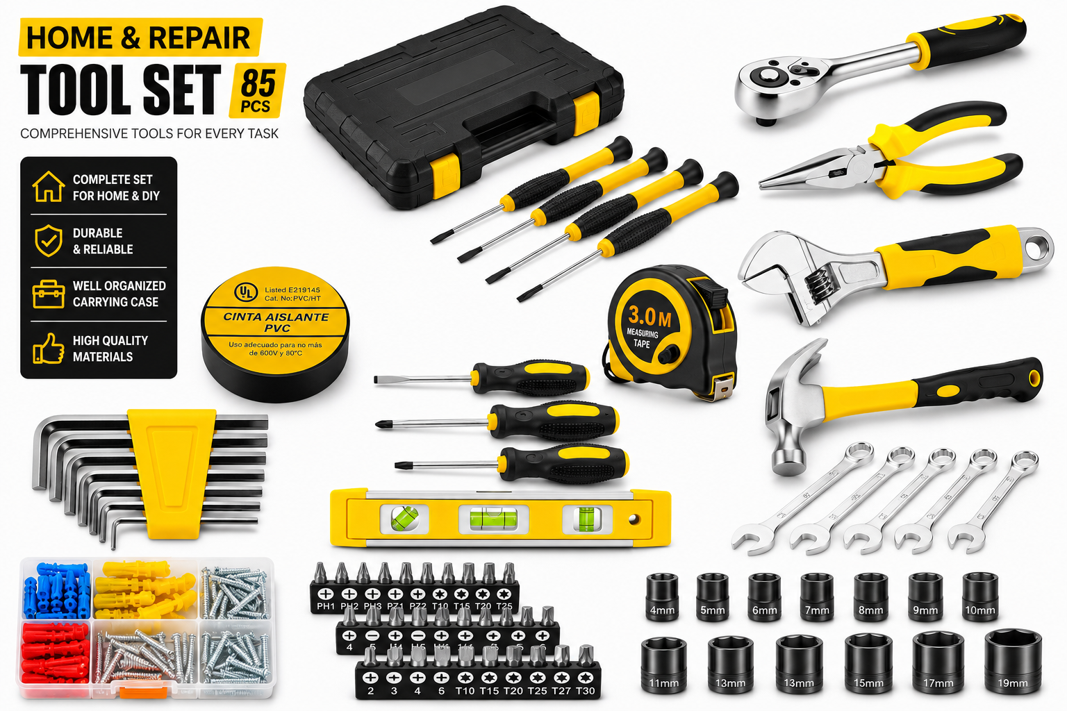 108 Piece Household Repair Tool Set Loxevi