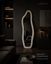 Wave Full-Length Mirror | Irregular Velvet Floor Mirror Loxevi