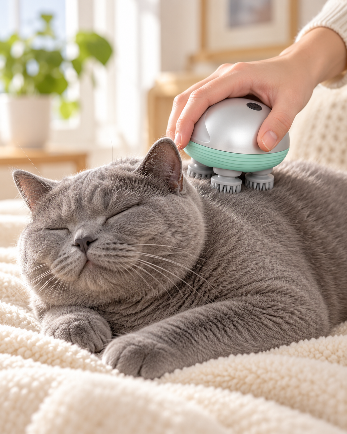 Electric Cat/Dog Massager with Gentle Rotating Massage Heads Loxevi