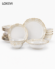 16 Piece White Stoneware Dinnerware Set Loxevi