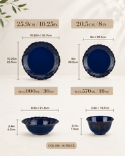 16 Piece Blue Reactive Glaze Dinnerware Set Loxevi