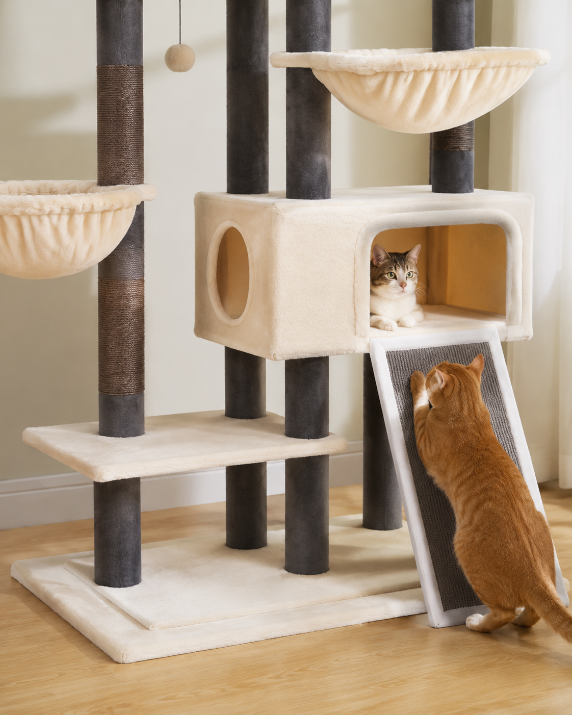 Luxury Multi Level Cat Tree with Spacious Condos and Hammocks Loxevi