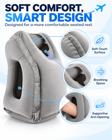 Inflatable Ergonomic Travel Pillow with Face and Arm Support Loxevi