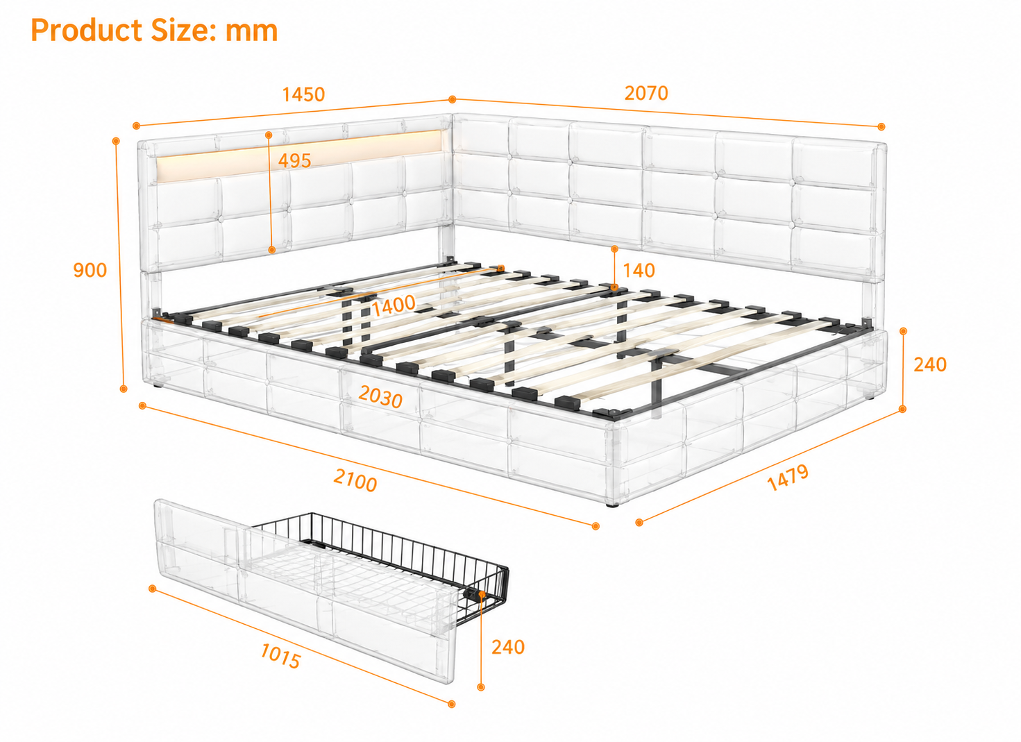Upholstered Bed Frame Loxevi