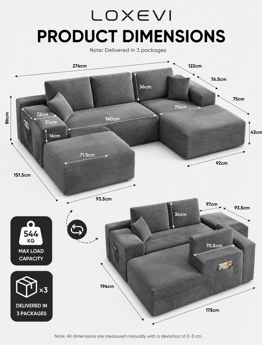 Modular U Shaped Sofa Loxevi