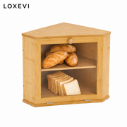 Two Tier Bamboo Bread Box with Window Loxevi