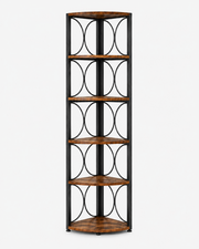Rustic Six Tier Corner Bookshelf Loxevi