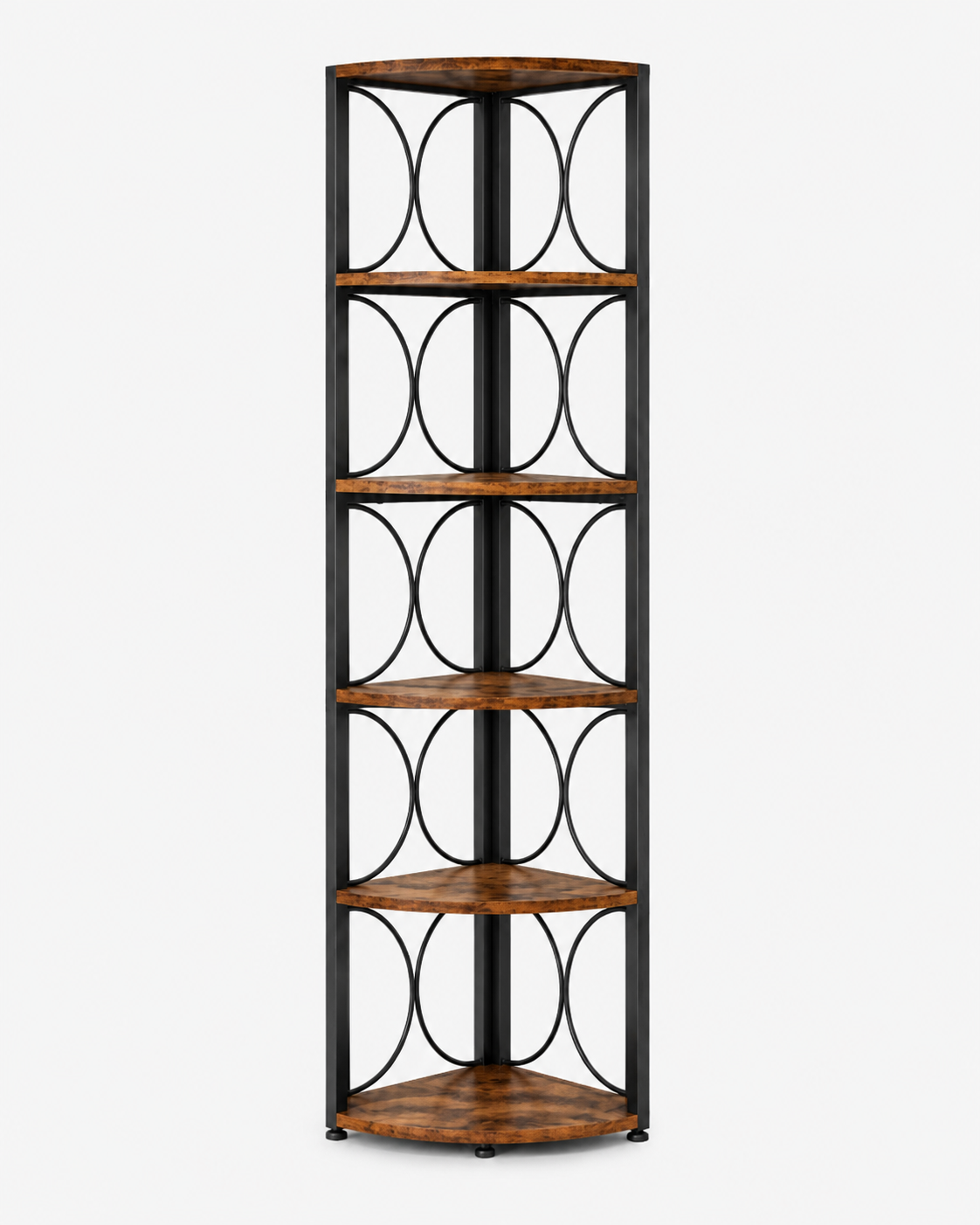 Rustic Six Tier Corner Bookshelf Loxevi