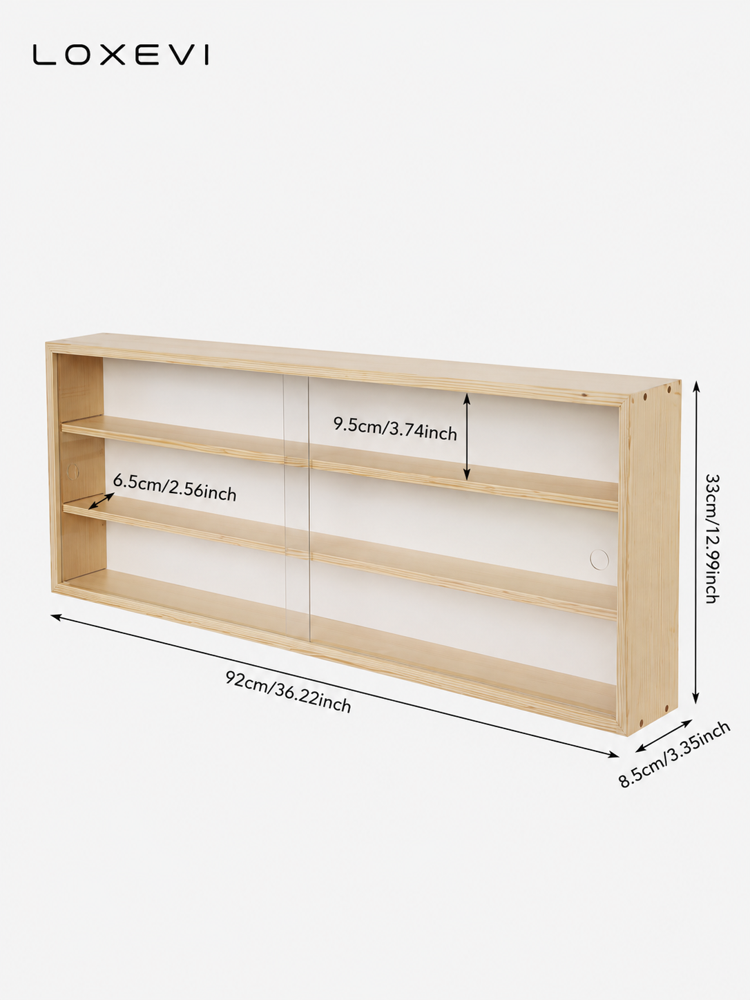 Three Tier Wooden Collectible Display Cabinet Loxevi