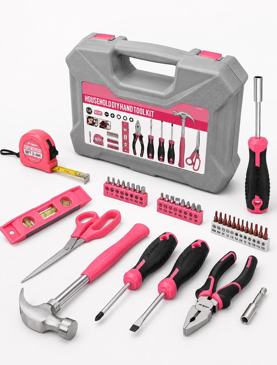 Pink 38 Piece Household Tool Kit Loxevi