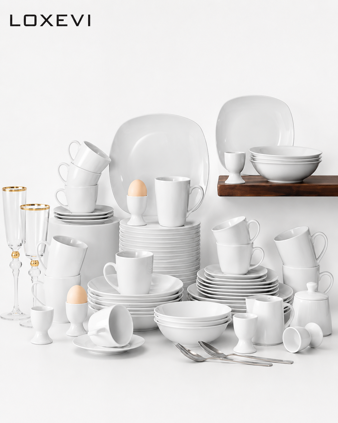 Elegant 50 Piece Dinnerware Set Loxevi
