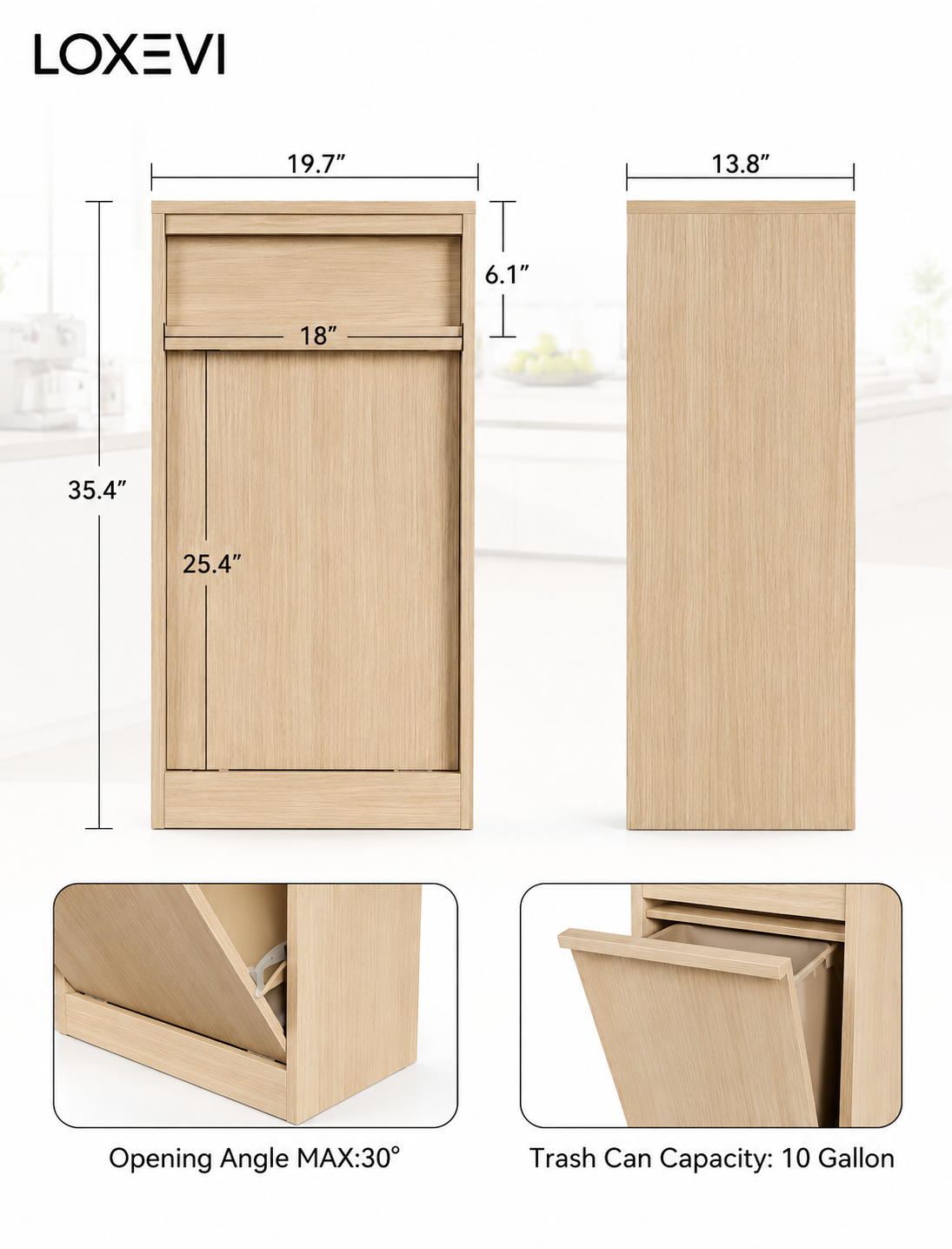 Natural Oak Tilt Out Trash Cabinet Loxevi