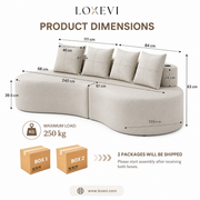 Curved Linen Sofa Loxevi