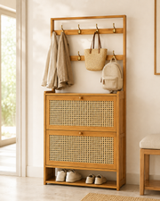 Flip Door Shoe Storage Cabinet with Hooks Loxevi