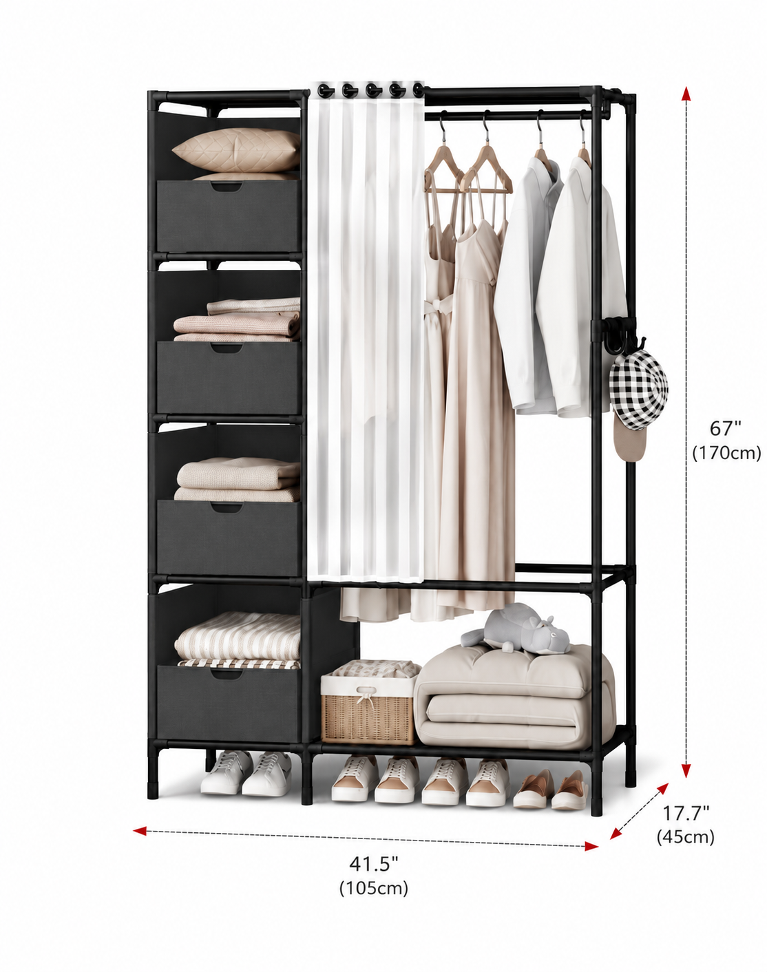 Space Saving Metal Garment Rack Loxevi