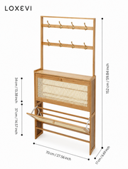 Flip Door Shoe Storage Cabinet with Hooks Loxevi