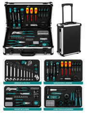 128 Piece Home and Auto Tool Set with Rolling Case Loxevi