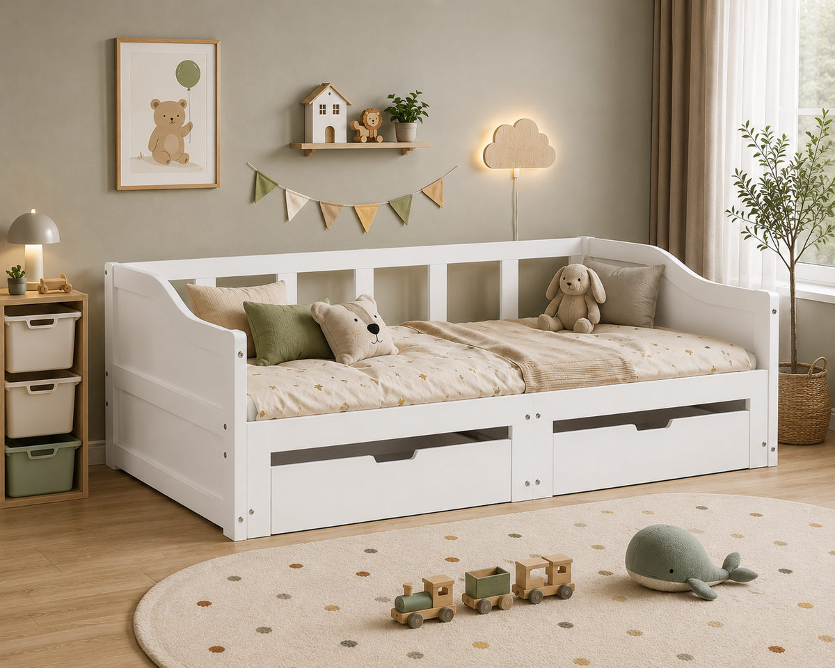 Solid Wood Daybed with Storage Drawers Loxevi