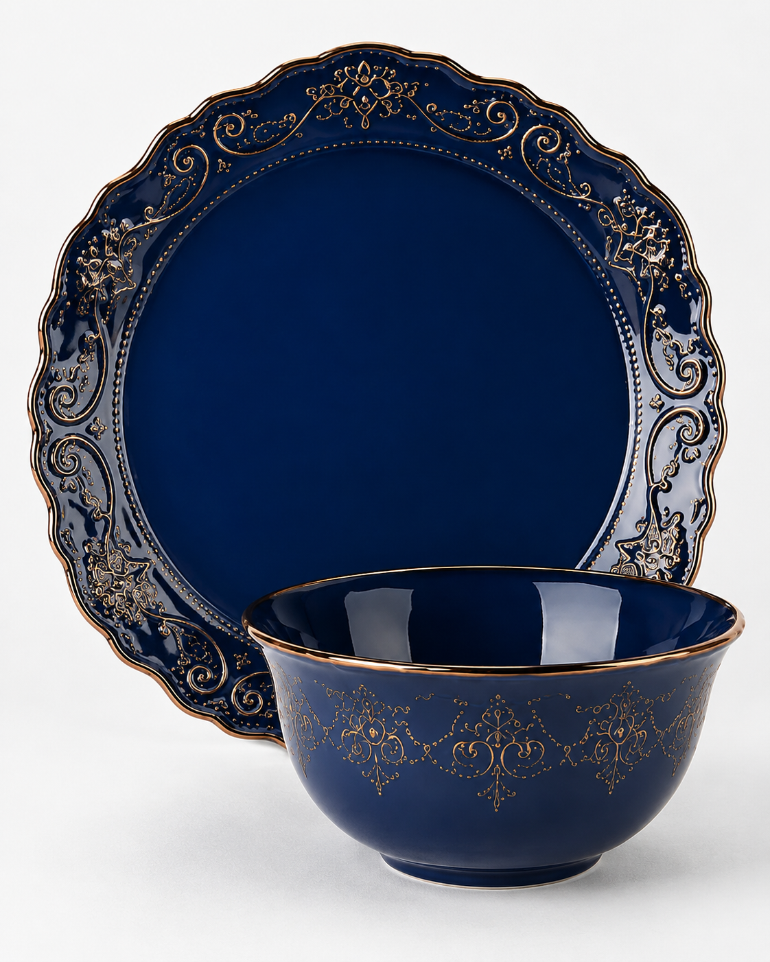16 Piece Blue Reactive Glaze Dinnerware Set Loxevi