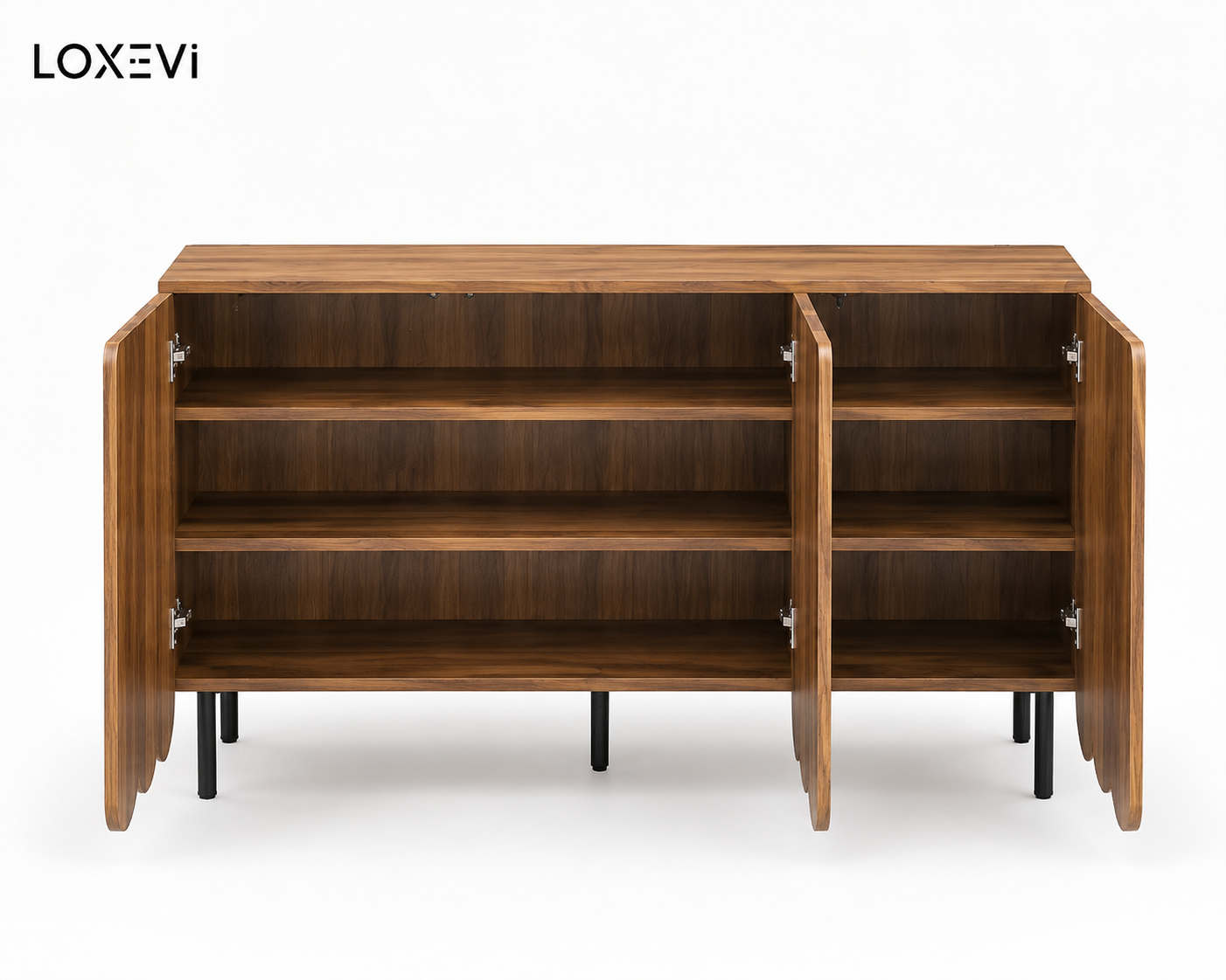 Modern Wood Sideboard with Wave Doors Loxevi