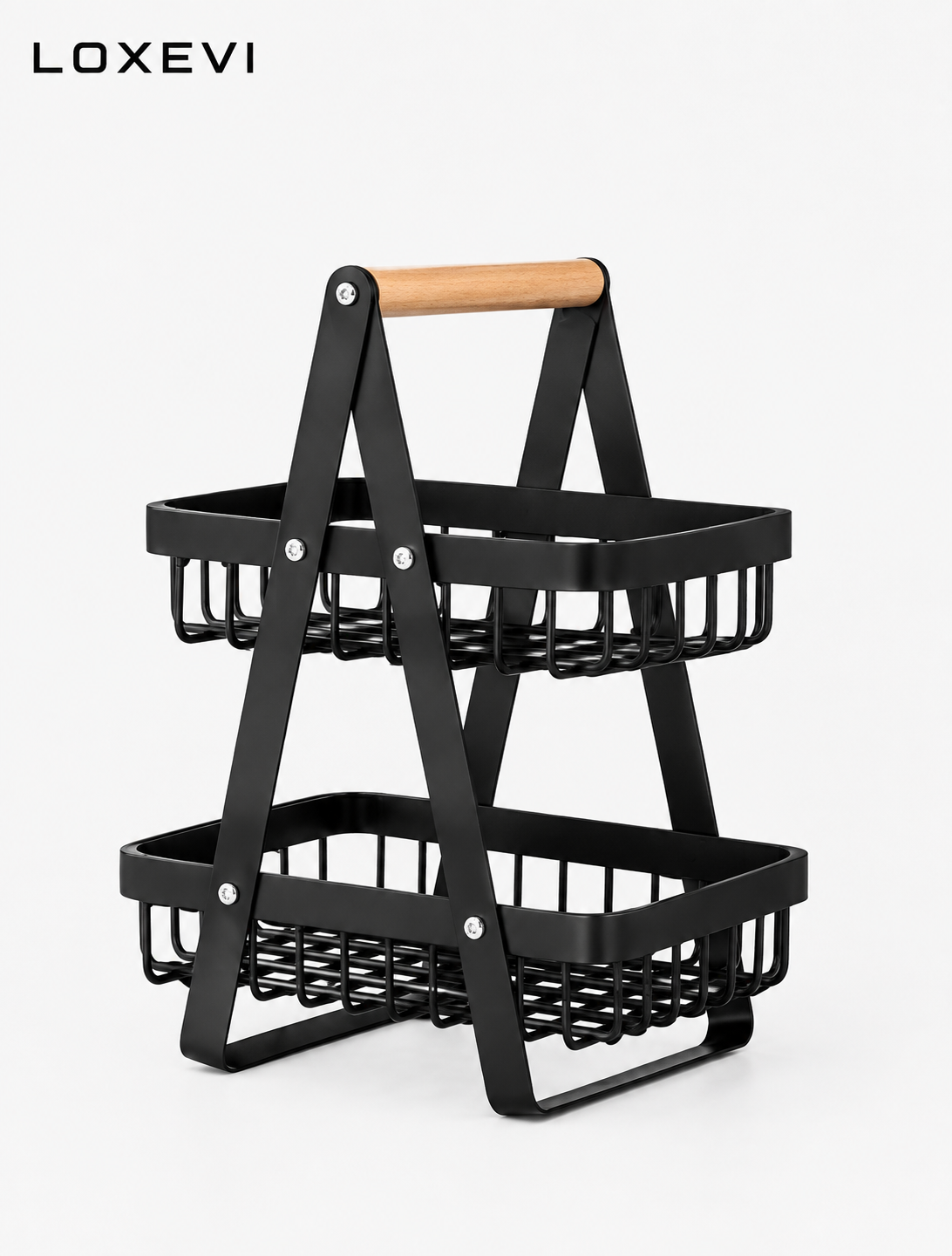 Two Tier Removable Fruit Basket Stand Loxevi