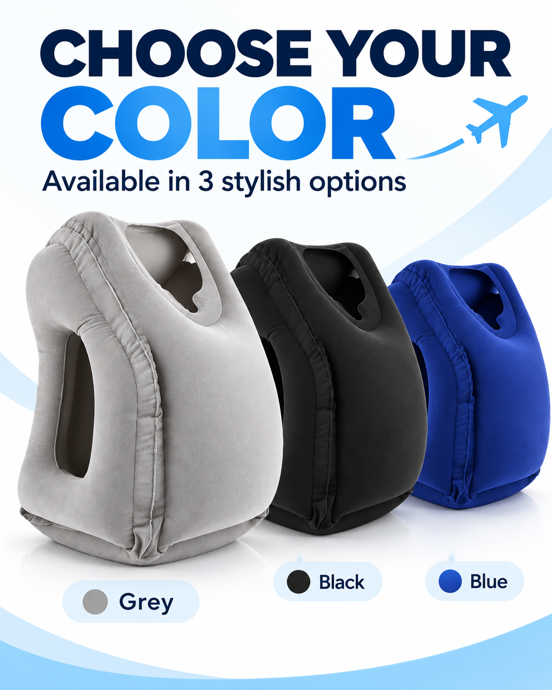 Inflatable Ergonomic Travel Pillow with Face and Arm Support Loxevi