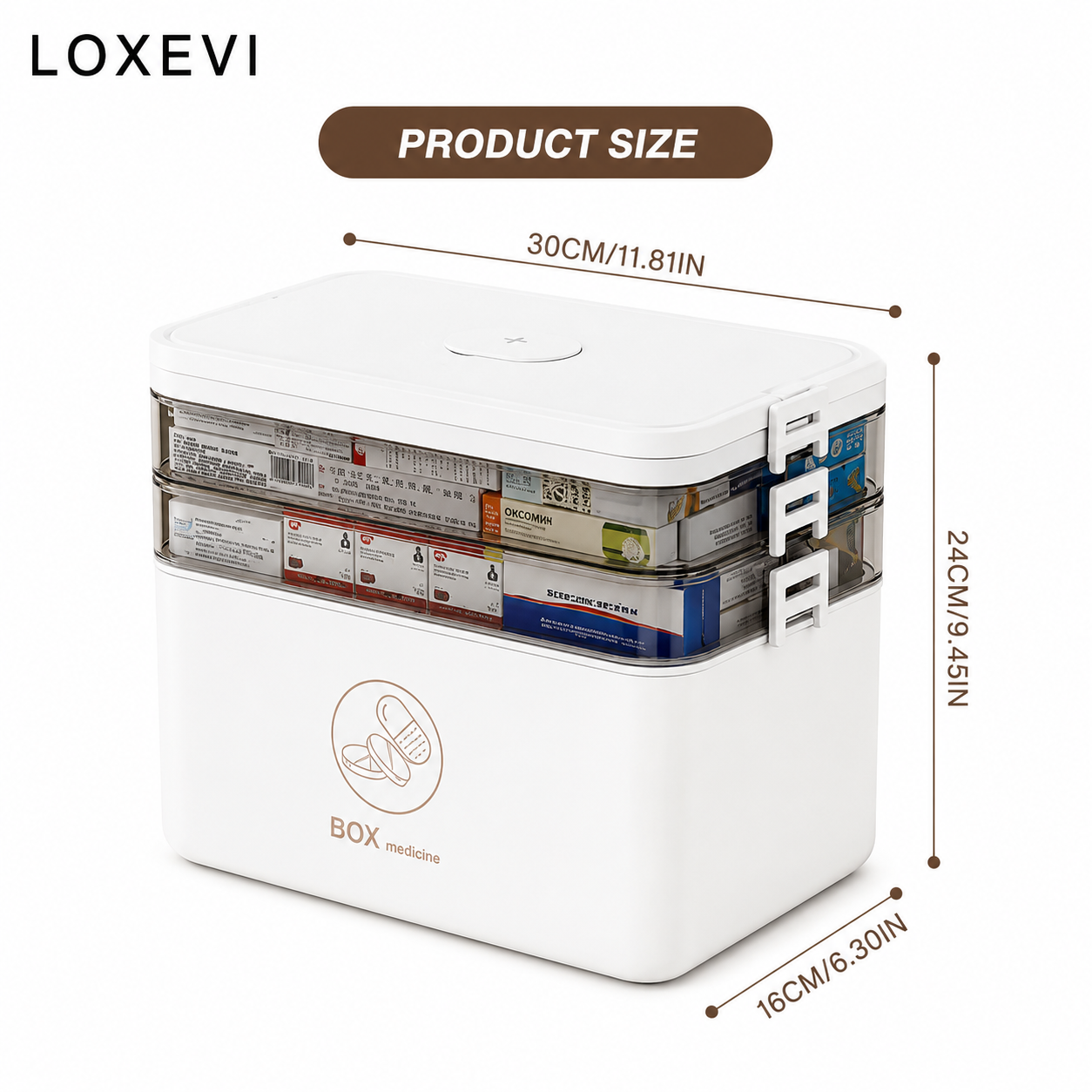Portable Three Tier Medicine Storage Box Loxevi