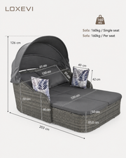 Outdoor Double Daybed with Retractable Canopy – Loxevi