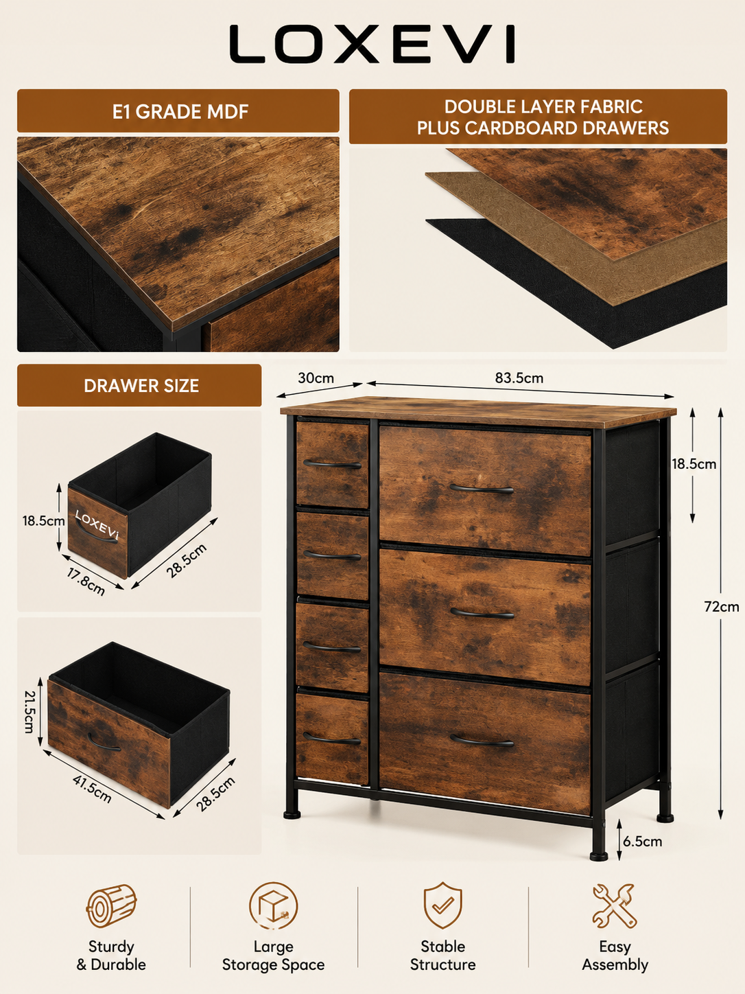 Fabric Storage Dresser Loxevi