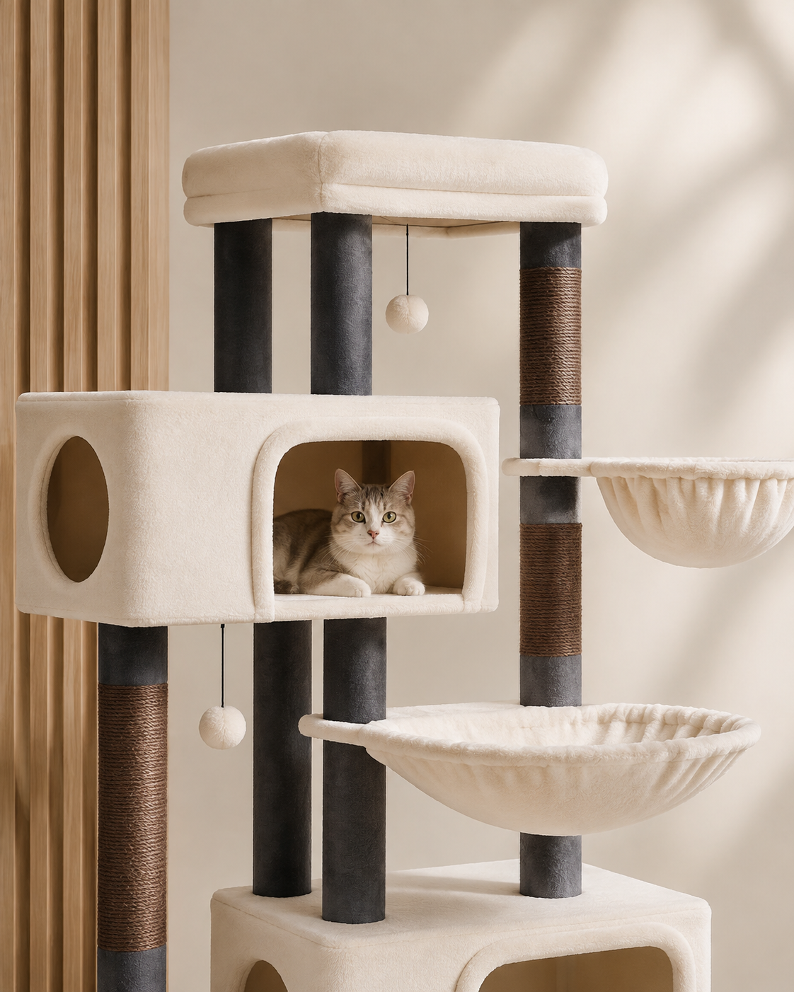 Luxury Multi Level Cat Tree with Spacious Condos and Hammocks Loxevi