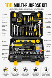 108 Piece Household Repair Tool Set Loxevi