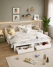 Solid Wood Daybed with Storage Drawers Loxevi