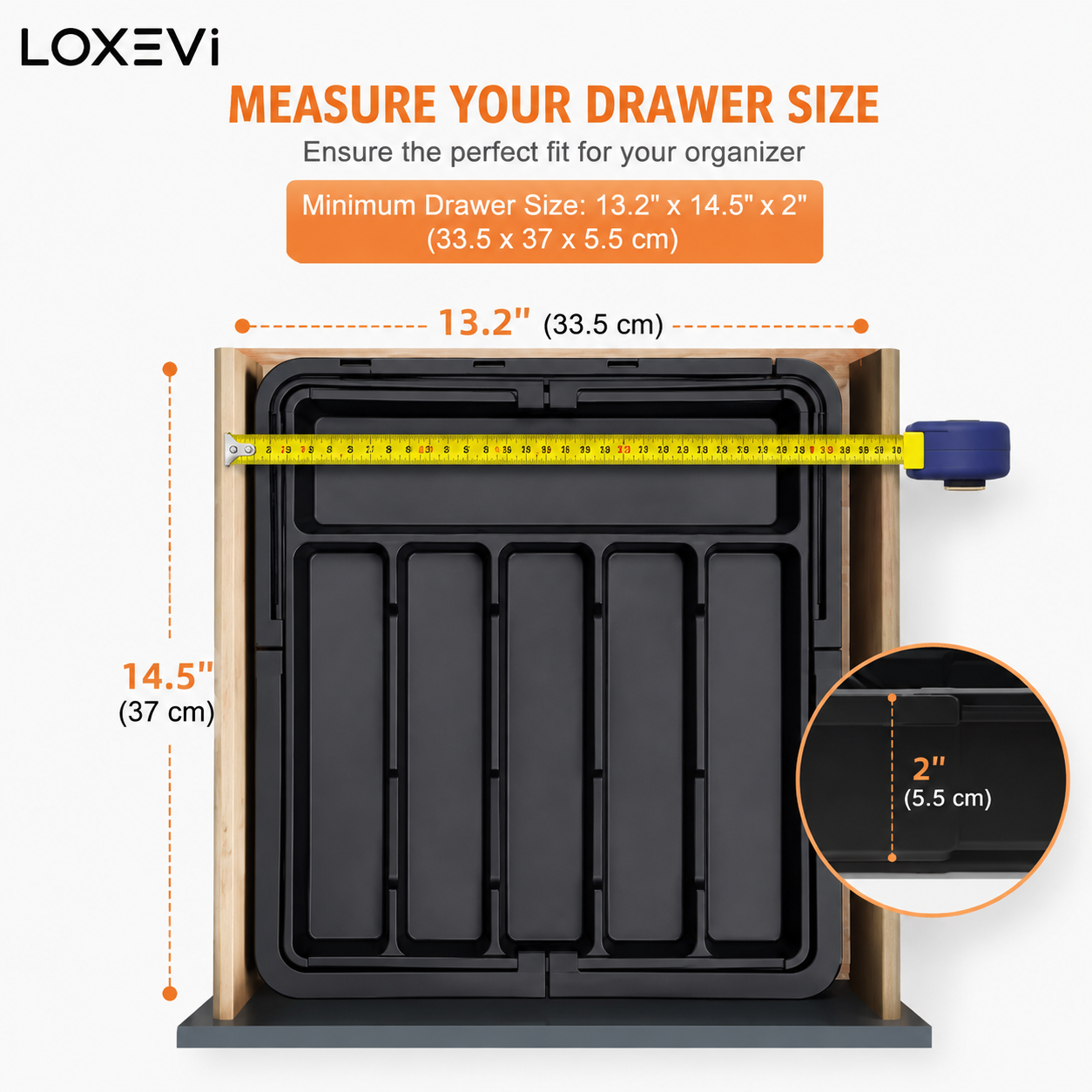 Expandable Black Cutlery Drawer Organizer Loxevi