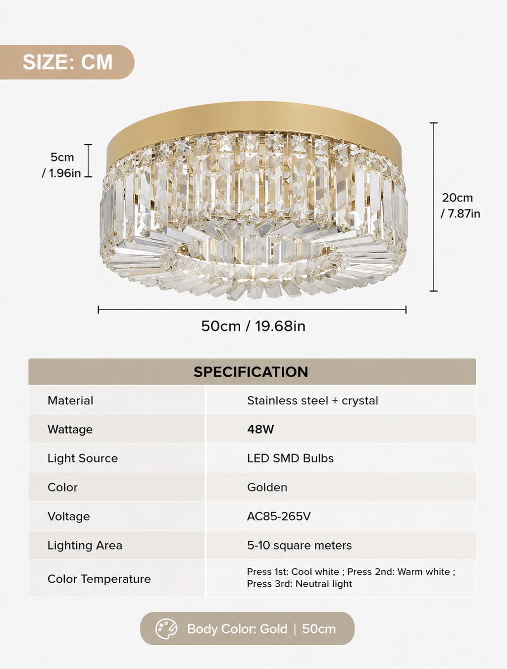 Crystal Ceiling Light Loxevi