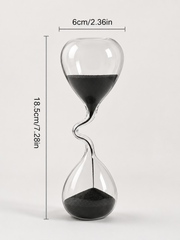 Modern Curved Black Glass Hourglass Loxevi