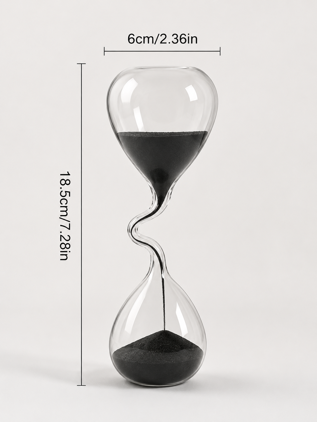 Modern Curved Black Glass Hourglass Loxevi