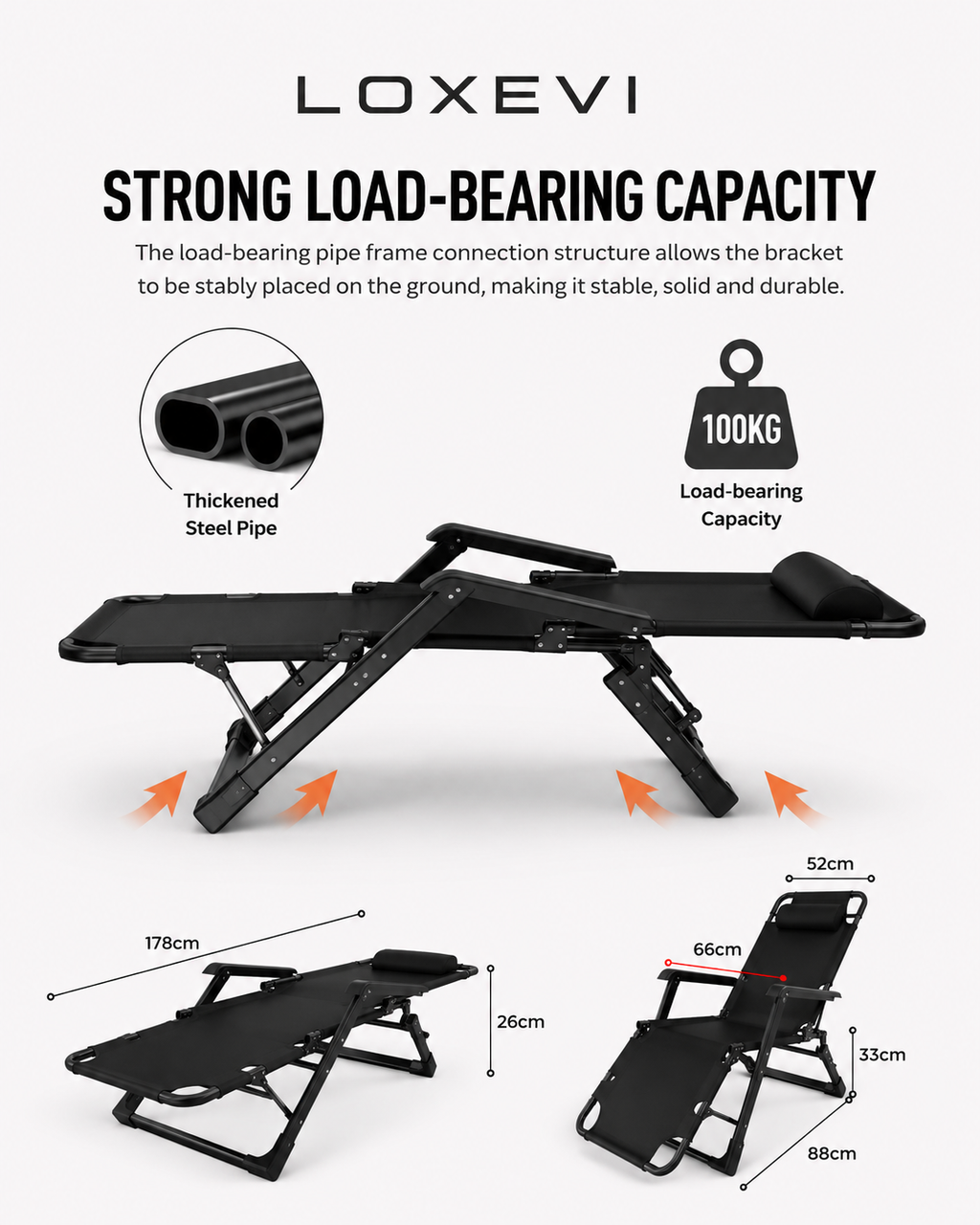 Folding Zero Gravity Chair with Removable Pillow Loxevi