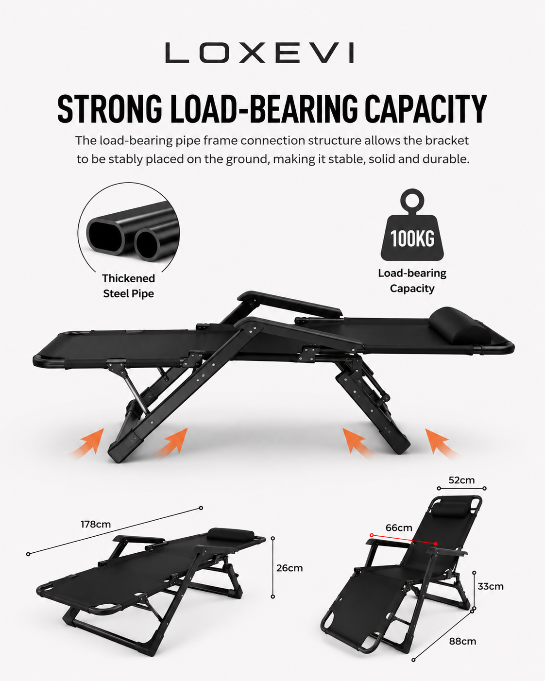 Folding Zero Gravity Chair with Removable Pillow Loxevi
