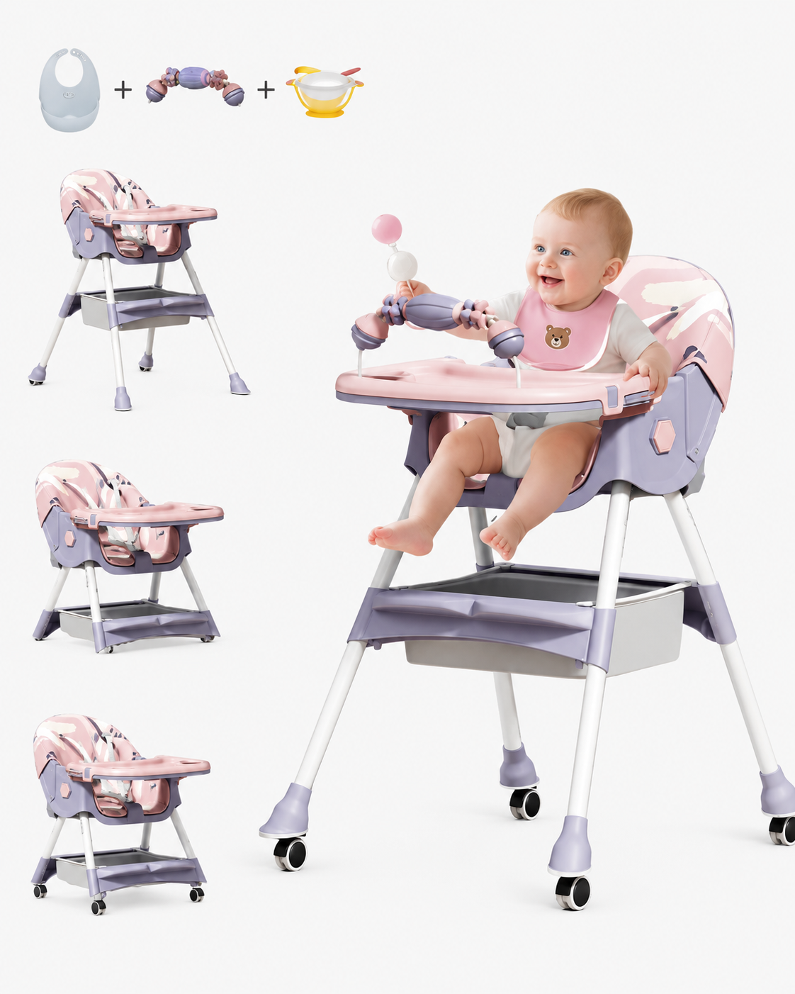 Three in One Folding Baby High Chair Loxevi