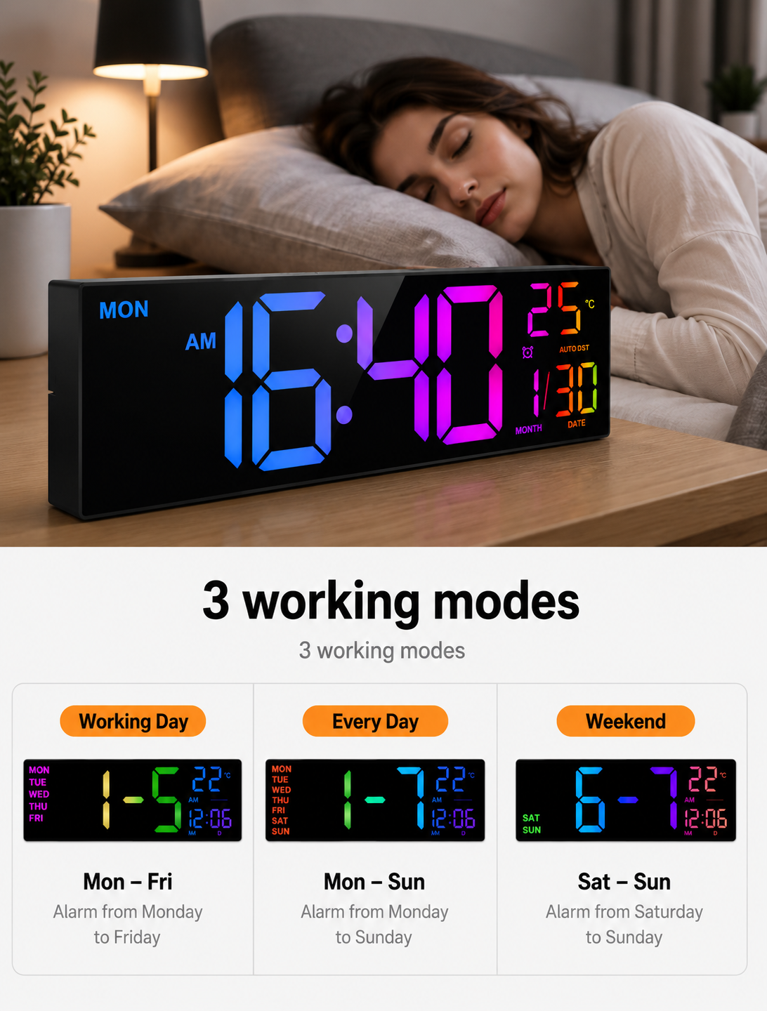 Digital RGB Wall Clock with Remote Loxevi